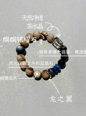 龙之翼｜丙午好吉利 秘鲁圣木银曜石蓝晶多宝手串 朴蝉