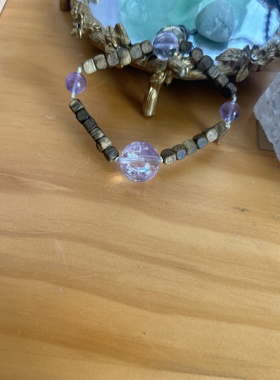 灵感爆棚～带着走的水晶球 天然种植海南绿棋楠配薰衣草紫水晶球