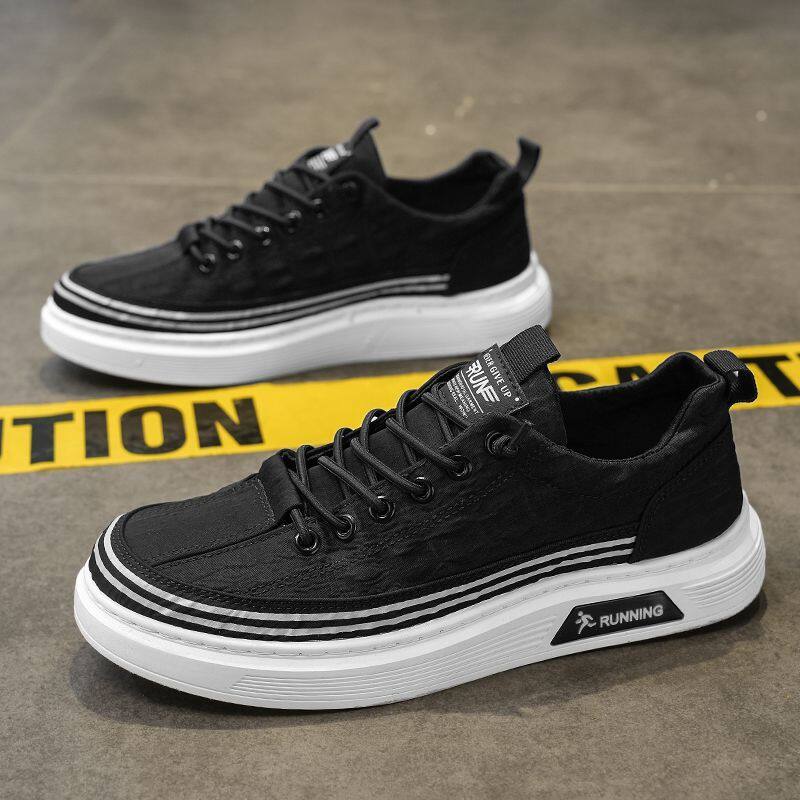 男鞋2025春季新款透气帆布鞋潮流百搭平板鞋懒人一脚蹬老北京布鞋