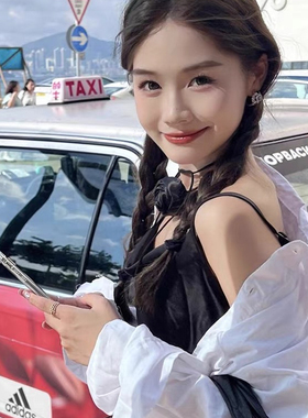 花朵颈链布艺甜美绑带女