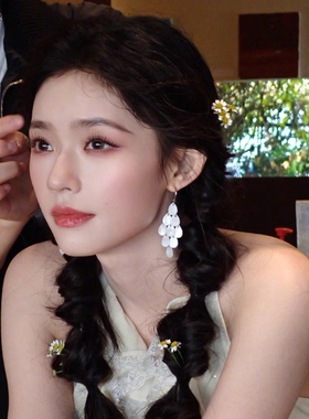 清冷白月光 白色仿贝壳夸张耳环女轻奢高级感耳饰小众设计感耳坠