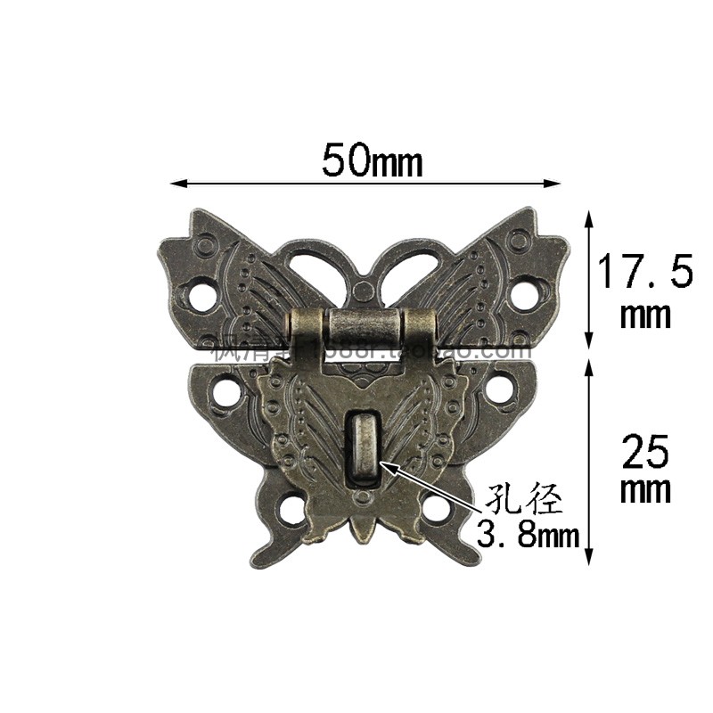 面板扣仿古蝴蝶小搭扣合金锁扣可挂锁铁皮箱扣礼盒木箱包装搭扣-图0