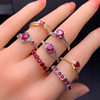 Natural ruby ring, ruby small row oval, round, square ring