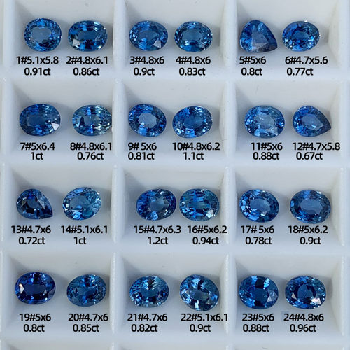 天然蓝宝石裸石 1克拉全净水滴椭圆4x6皇家蓝矢车菊蓝宝戒面新品 - 图0