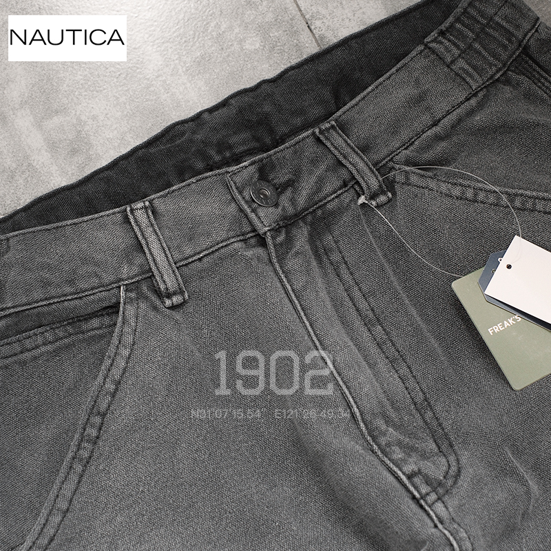 现货 NAUTICA 24SS CRUSHED DOUBLE KNEE 水洗做旧泼墨伐木工装裤 - 图1