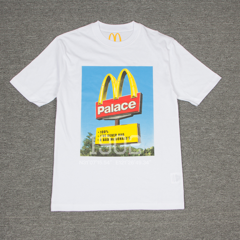 现货 Palace McDonald's 23fw Tee麦当劳联名Logo路牌标志短袖T恤-图0