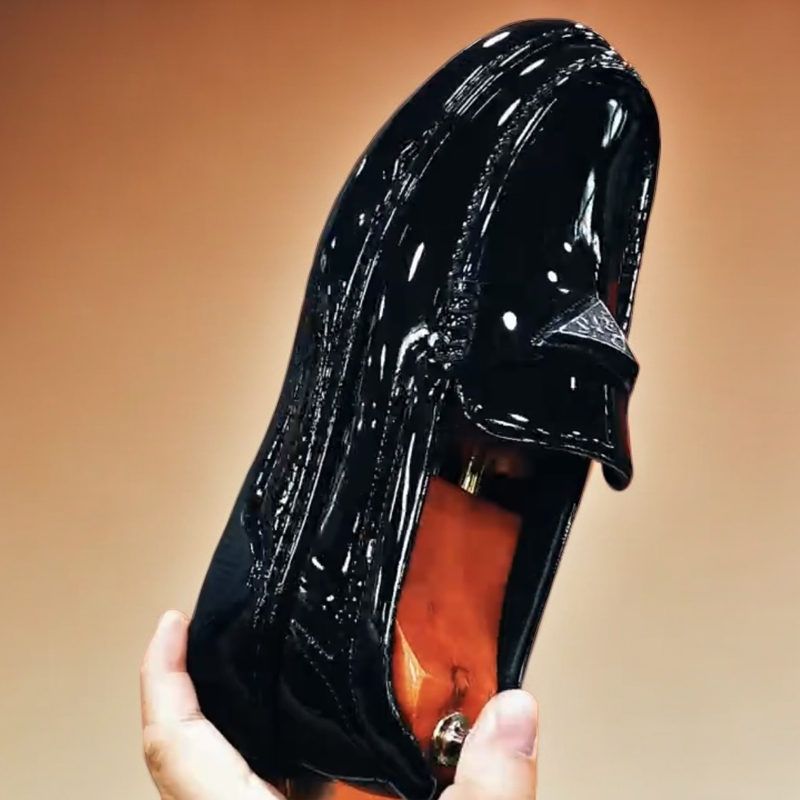 欧洲新款真皮豆豆鞋男一脚蹬厚底休闲圆头皮鞋时尚漆皮潮流乐福鞋,淘宝优惠券,粉丝福利购,淘宝优惠卷