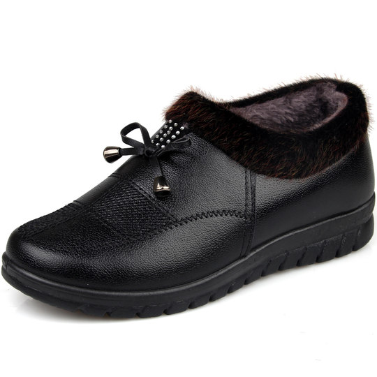 Chaussures d'hiver en velours et coton chaud pour femmes, pour mères d'âge moyen et âgées