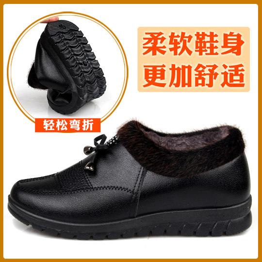 Chaussures d'hiver en velours et coton chaud pour femmes, pour mères d'âge moyen et âgées