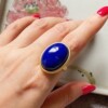 Old mine lapis lazuli large grain 925 silver ring