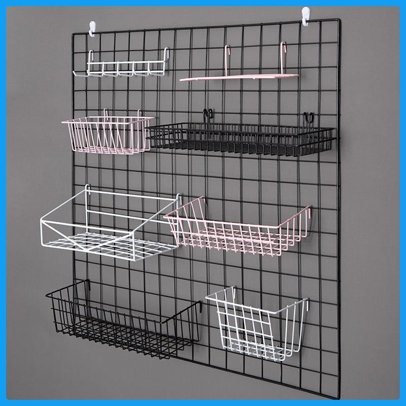 网片网格置物架托盘网架挂篮超市置物蓝家用浴室整理收纳铁艺篮子-图2