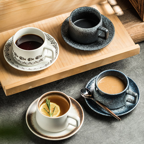 高颜值日式咖啡杯碟勺套装 料理餐厅商用特色水杯马克杯茶水杯子 - 图2