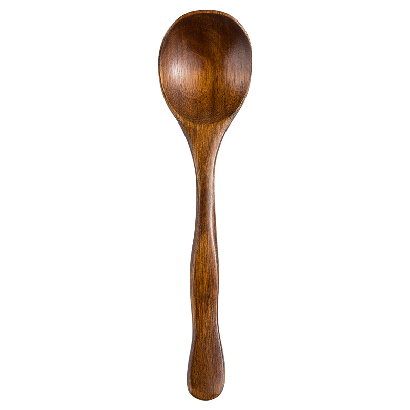 日式长柄木勺子喝汤勺搅拌勺家用调羹汤匙木质木头餐具小号蜂蜜勺 - 图3