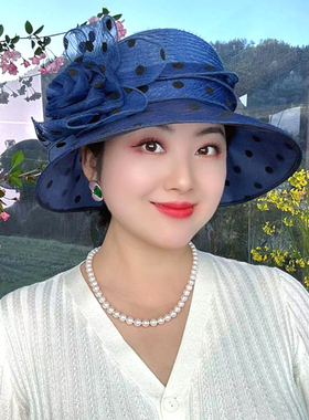 波点洋气太阳帽女2026新款妈妈夏季凉帽欧根纱遮阳防晒帽帽子女款