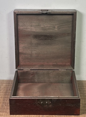 仿古血檀木雕刻四方收纳盒祥龙实木首饰盒复古扣盒约23*23*10.5cm