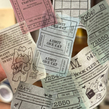 韩国正品mewmewbeam复古票据贴纸模切手帐素材装饰胶带ticket50mm - 图2