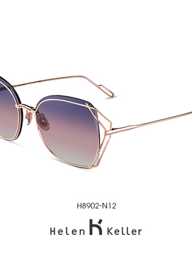 海伦凯勒太阳镜女时尚镂空黑镜