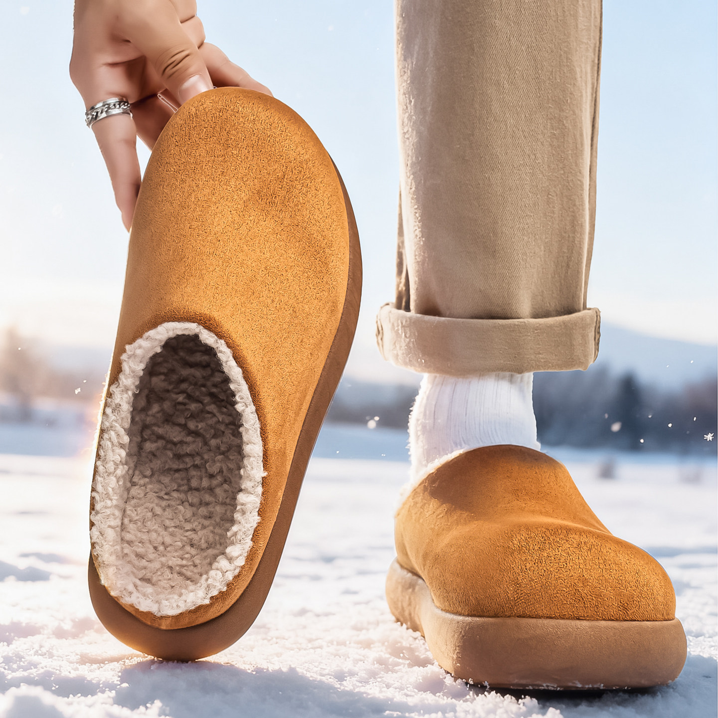 勃肯男鞋冬季加绒一脚蹬豆豆棉拖鞋办公室外穿棉鞋防滑半拖穆勒鞋,淘宝优惠券,粉丝福利购,淘宝优惠卷