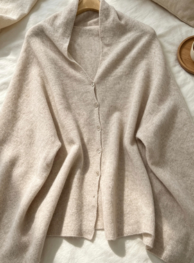 纯山羊绒薄款女披肩纯色宽松护肩