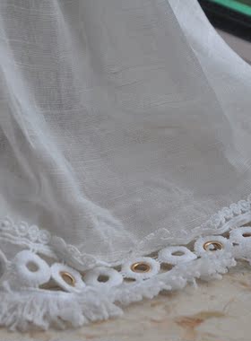 韩版白色甜美毛边棉麻手感围巾