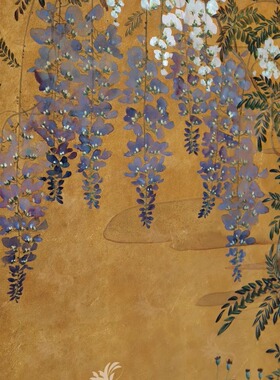 从今往后HomeDecor-CFZSH172-中国艺术风格金箔藤花风景图挂画