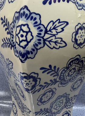 外贸风 民族晕染几何花朵 大大号 带盖子 家用罐子风陶瓷花瓶摆件