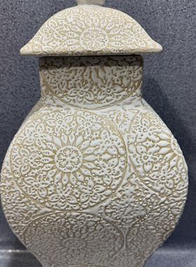 外贸风情简约纯色 立体雪花釉样式 多边形花瓶样式陶瓷储物罐摆件