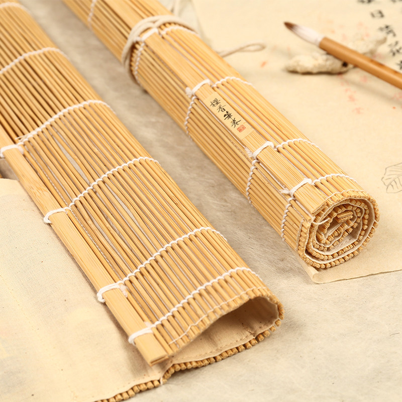 笔帘卷笔袋老竹色竹制毛笔笔帘古风袋毛笔收纳帘笔卷保护毛笔护具包邮,淘宝优惠券,粉丝福利购,淘宝优惠卷