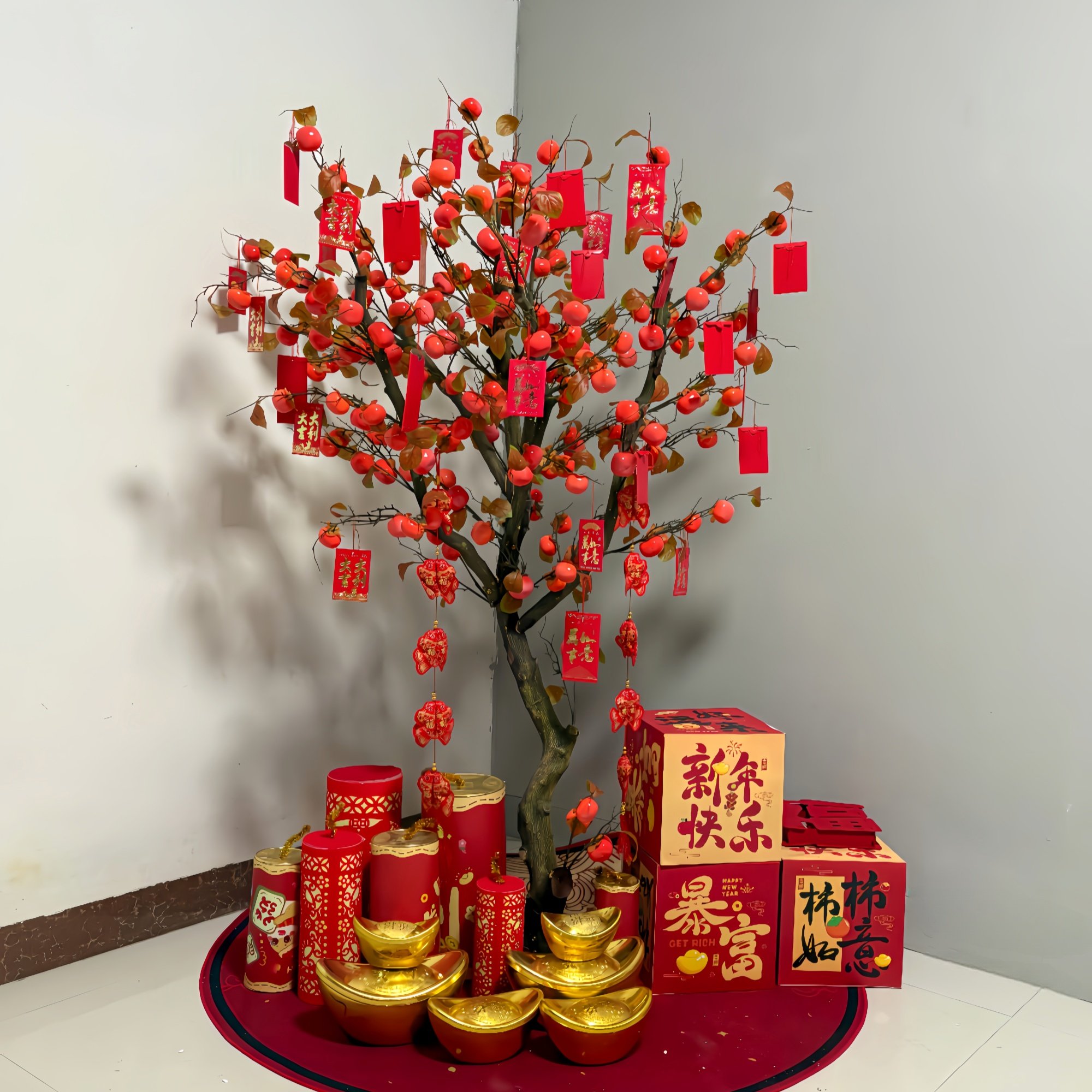 仿真柿子树许愿树假果树室外装饰仿真造型树酒店大堂公司景观造景,淘宝优惠券,粉丝福利购,淘宝优惠卷