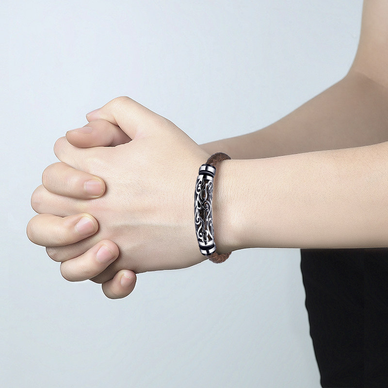 编织手绳男士韩版个性潮单身手镯 银鸿手链