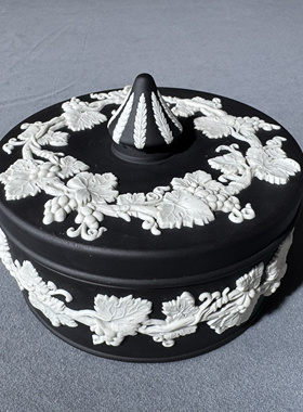 韦奇伍德wedgwood黑色玄武岩维基伍德英国中古vintage浮雕首饰盘