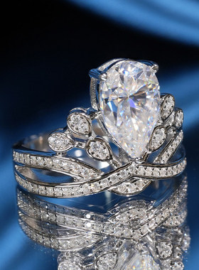 VISING珠宝为爱加冕皇冠莫桑钻戒D色3克拉钻石戒指求婚戒