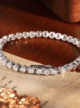 VISING珠宝玫瑰切高碳钻手链手饰时尚轻奢百搭S925银