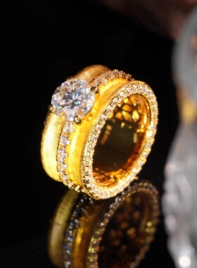 VISING珠宝2ct莫桑钻戒D色VVS超宽版拉丝指环S925银