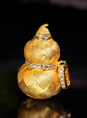 VISING珠宝【织金福禄】手工编织勾丝黄金色葫芦吊坠项链S925