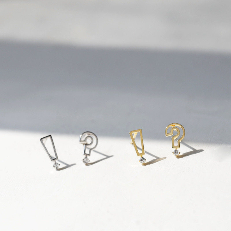 个性趣味感叹号问号不对称耳钉女设计感小众独特字符耳饰日常耳夹,淘宝优惠券,粉丝福利购,淘宝优惠卷