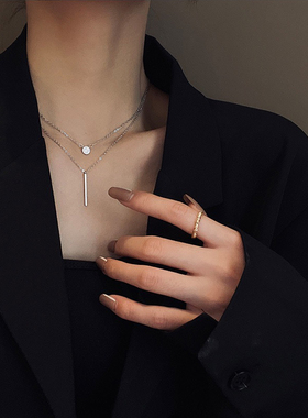 小众设计双层钛钢项链女