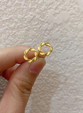 【南瓜先生】金色麦穗扭纹耳钉