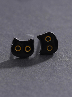 【南瓜先生】可爱黑色小猫耳钉