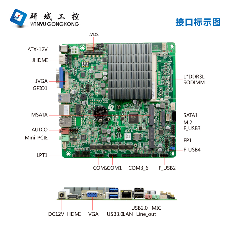 研域工控 B345研域工控B346迷你ITX主板四核J3455工业小电脑一体-图1