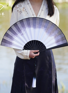侍神令周边晴明同款扇子古风折扇手工绫绢布中国风古装汉服男扇