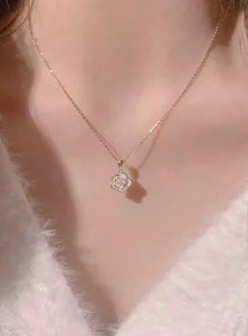 小香风山茶花珍珠项链女2025新款