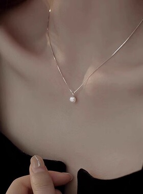 S925纯银仿珍珠项链女轻奢小众设计2026新款爆款锁骨链送女友礼物