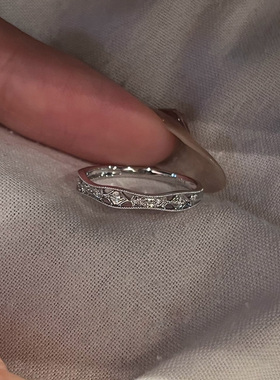 闪钻锆石素圈戒指女轻奢高级感