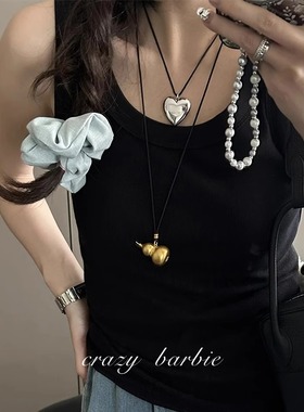 新中式沙金葫芦项链女款2025新款王嘉尔同款高级感长款吊坠毛衣链