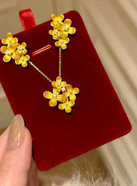 富桂香颂新中式金色拉丝桂花项链
