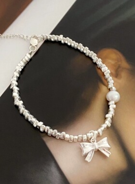 纯银碎银子蝴蝶结手链女款2025
