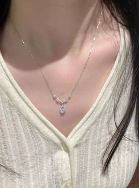 「人鱼之泪」纯银水滴锆石项链