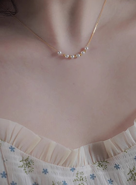 S925纯银微笑珍珠项链女轻奢小众