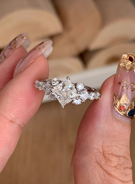 皇冠公主锆石方钻戒指女璀璨星河